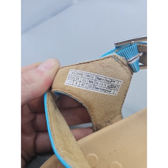 Vionic Ellie Size 11 Wide Blue Sandals Womens Comfort Slide Platform T-Strap - Picture 6 of 6